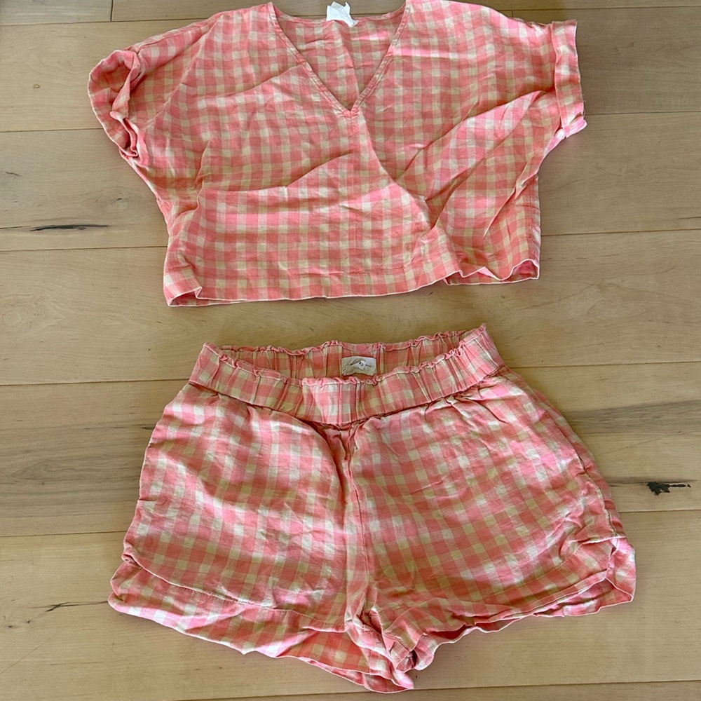 Lou & Grey Peach and Cream Checkered Set
